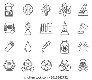 Chemistry Or Chemist Icons Thin Line Set Big