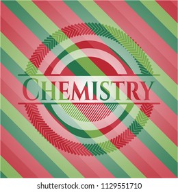Chemistry christmas colors style badge.