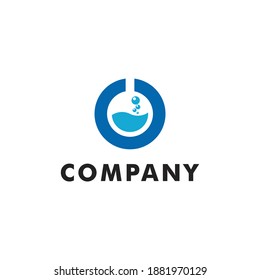 Chemistry circular science lab with liquid bubble logo design inspiration