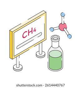 Chemistry class icon creatively designed in isometric style