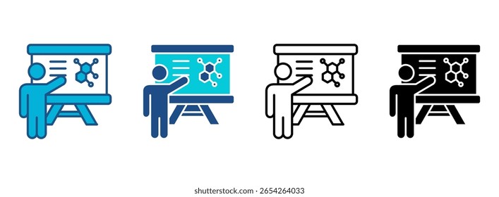 Ícone Da Classe Chemistry Definido Com Vários Estilos. Ilustração de vetor