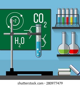 Chemistry classroom. Vector illustration