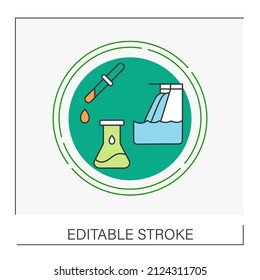  Chemistry concept line icon. Substance for cleaning water.Research and development. Chemical industry. Vector isolated conception metaphor illustration.Editable stroke