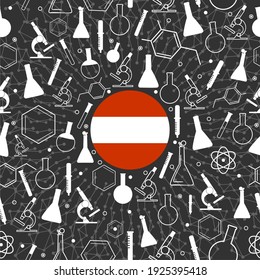 Chemistry creative concept. Circle frame with icons. Flag of Austria