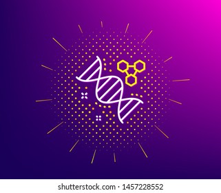 Chemistry dna line icon. Halftone pattern. Laboratory analysis sign. Chemical formula symbol. Gradient background. Chemistry dna line icon. Yellow halftone pattern. Vector