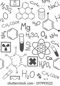 Chemistry Doodle Background Texture Sketchy Seamless Stock Vector ...