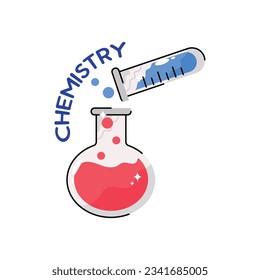 Chemistry doodle vector filled outline Sticker. EPS 10 file