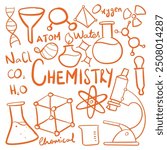 Chemistry doodle vector. Chemistry hand drawn scribbles vector. chemistry drawing