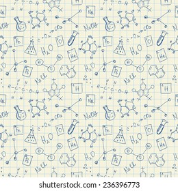 Chemistry doodles seamless pattern 