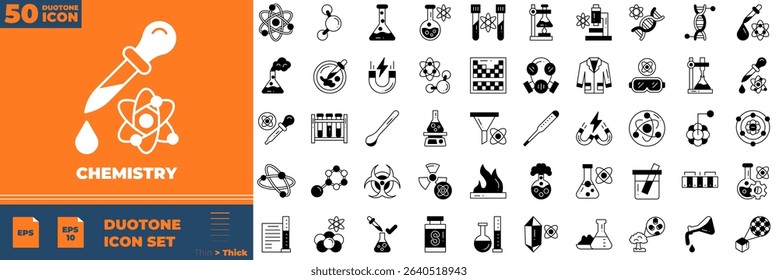 Chemistry Duotone Editable Icons set. Vector illustration in modern thin duotone style of chemistry icons:  biology, laboratory, experiment, etc