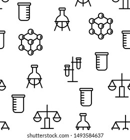 Chemistry Elements Seamless Pattern Vector Contour Illustration