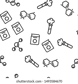 Chemistry Elements Seamless Pattern Vector Contour Illustration