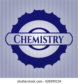 Emblema de química con textura jean