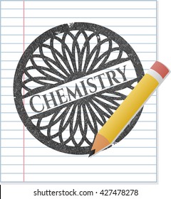 Emblema de química con efecto de lápiz