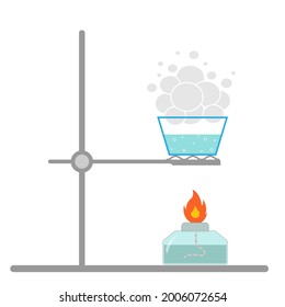 Chemistry evaporation diagram.  Vector illutration of mixture separation. Chemistry diagram of substances separation and decomposition.