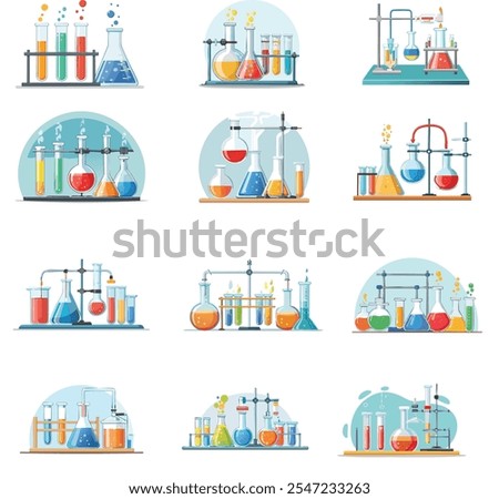 chemistry experiment apparatus vector 12 pieces