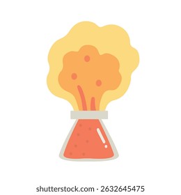 Chemistry Experiment with Flask Explosion Illustration