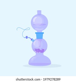 Chemistry experiment with Kipp apparatus in lab. Chemistry lesson for children. Glass kipp aparatus. 