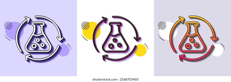 Chemistry experiment line icon. Halftone dotted pattern. Gradient icon with grain shadow. Laboratory flask sign. Analysis symbol. Line chemistry experiment icon. Various designs. Vector