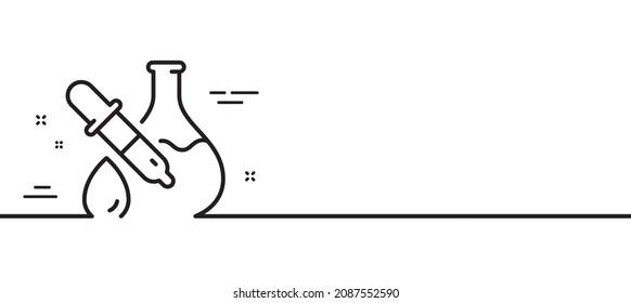 Chemistry experiment line icon. Laboratory flask sign. Analysis pipette symbol. Minimal line illustration background. Chemistry experiment line icon pattern banner. White web template concept. Vector