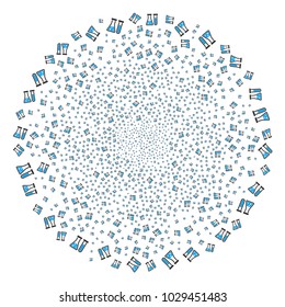 Chemistry exploding globula. Object pattern constructed from scattered chemistry icons as explosion round shape. Vector illustration style is flat iconic symbols.