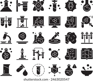 Chemistry Fill Icon Set Vektorgrafik Design Illustration