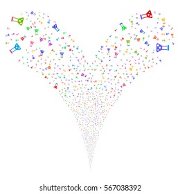 Chemistry fireworks stream. Vector illustration style is flat bright multicolored iconic symbols on a white background. Object double fountain organized from random pictograms.