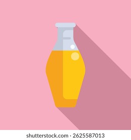 Chemistry flask containing chemical liquid icon, flat design, long shadow