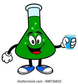 Chemistry Flask with a Cup of Water