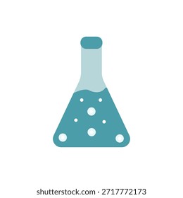Chemistry flask flat icon for science, laboratory, and research concepts. Clean vector design for education, chemistry, medical apps, UI, websites, and modern science projects.