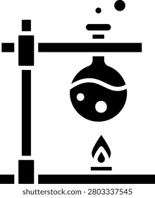 Chemistry Flask Heating On Bunsen Burner Stand