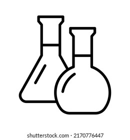Chemistry flask icon. Chemistry beakers with Erlenmeyer flask.  Pictogram isolated on a white background.