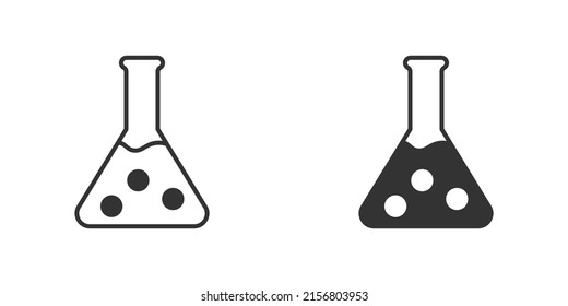 Chemistry flask icon for chemistry, laboratory, science. Flat vector illustration.