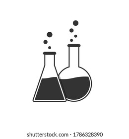 Chemistry Flask Icon. Science Beaker, Flask Bubbles Icon Vector Illustration Background