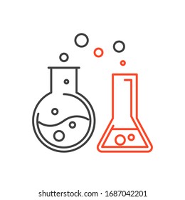 Chemistry flask icon. Science technology. flat design. Concept of chemistry, laboratory, science, biotechnology.