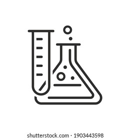 Icono del matraz de química. Tecnología científica. diseño plano para conceptos de química, laboratorio, ciencia, biotecnología