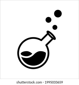 Icono del matraz de química. Tecnología científica. diseño plano para la química, laboratorio, ciencia, biotecnología conceptos sobre fondo blanco. modificable por color
