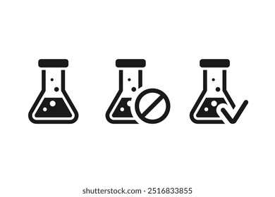 Icono de frasco de química. Ciencia de tecnología. diseño plano para química, laboratorio, ciencia, conceptos de biotecnología. Signo de sustancias químicas. Aditivos.