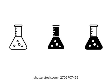 Chemistry flask icon symbol vector sign isolated on white background illustration for graphic and web design