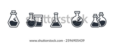 Chemistry flask icon symbol vector sign isolated on white background illustration for graphic and web design