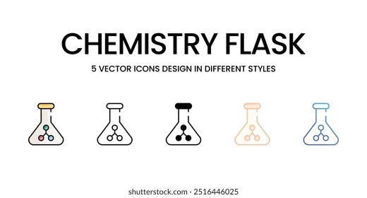 Conjunto de iconos de frasco de química Vector Ilustración de stock