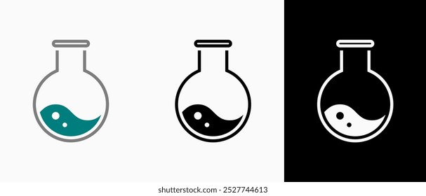 Iconos del frasco de la química: Ilustración vectorial de los iconos del frasco de la química con el fondo blanco y negro