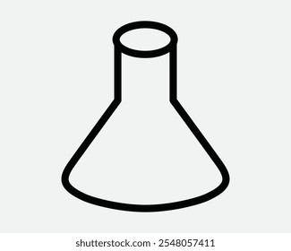 Ciencia de laboratorio de laboratorio de frasco de química Contenedor de vaso de vidrio Equipo de medición Icono de biología química Línea de forma de signo Esquema Negro Blanco Vector