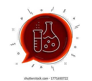 Symbol für die Chemiefaserlinie Chatblase mit Schatten. Laboratoriumssymptome. Symbol für Analyselabor. Thin-line-Chemie-Kolben-Symbol Vektorgrafik