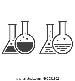 chemistry flask line icon, lab outline and solid vector sign, linear and full pictogram isolated on white, logo illustration