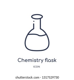 chemistry flask with liquid icon from tools and utensils outline collection. Thin line chemistry flask with liquid icon isolated on white background.