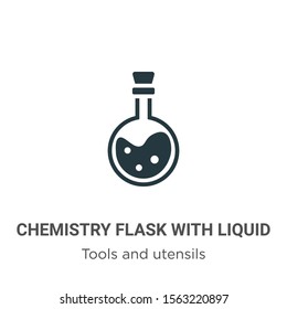 Chemistry flask with liquid vector icon on white background. Flat vector chemistry flask with liquid icon symbol sign from modern tools and utensils collection for mobile concept and web apps design.
