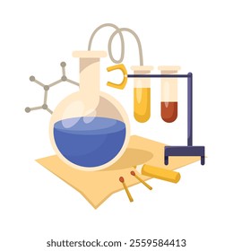 Chemistry Flask as School Education Item and Supply Composition Vector Illustration