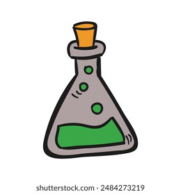 Chemistry flask scientific lab concept illustration.