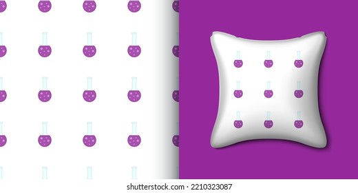 Chemische Flasche nahtlos Muster mit Kissen. Vektorgrafik